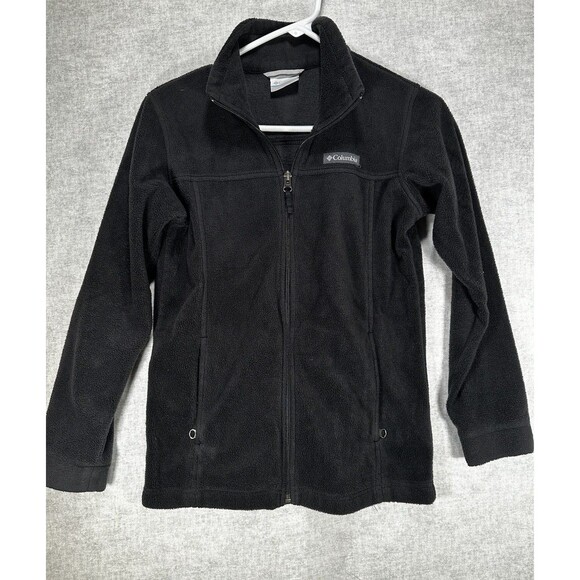 Columbia Youth Boys Fleece Jacket Size Medium (10-12) Black Full Zip Mock Neck - Picture 1 of 5